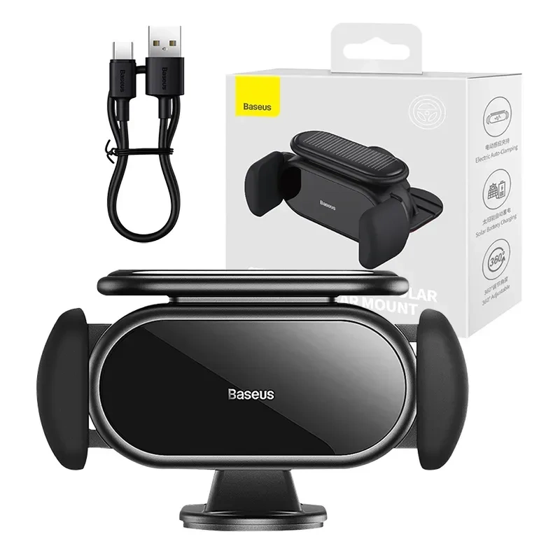 Solar Electric Car Phone Holder Baseus Steel Cannon Pro (Black) Solar Electric Car Phone Holder Baseus Steel Cannon Pro (Black)