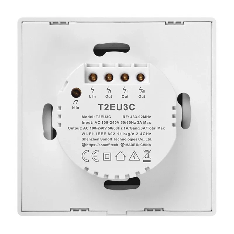 Smart Switch WiFi + RF 433 Sonoff T2 EU TX (3-channel)