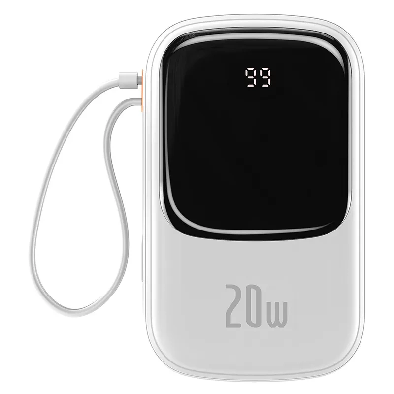 Powerbank Baseus Qpow PRO with Lightning cable, USB-C port and USB 20000mAh, 20W (White)