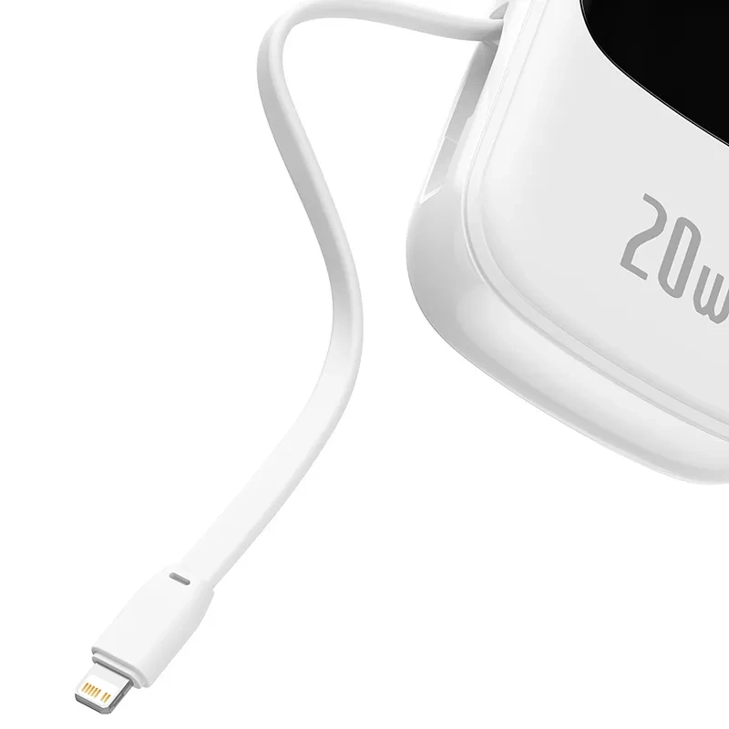 Powerbank Baseus Qpow PRO with Lightning cable, USB-C port and USB 20000mAh, 20W (White)