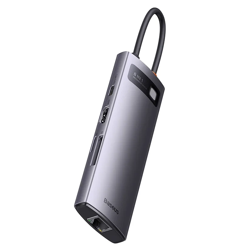 Hub 8in1 Baseus StarJoy Series, USB-C to 3x USB 3.1 + HDMI + USB-C PD + RJ45 + microSD/SD Hub 8in1 Baseus StarJoy Series, USB-C to 3x USB 3.1 + HDMI + USB-C PD + RJ45 + microSD/SD