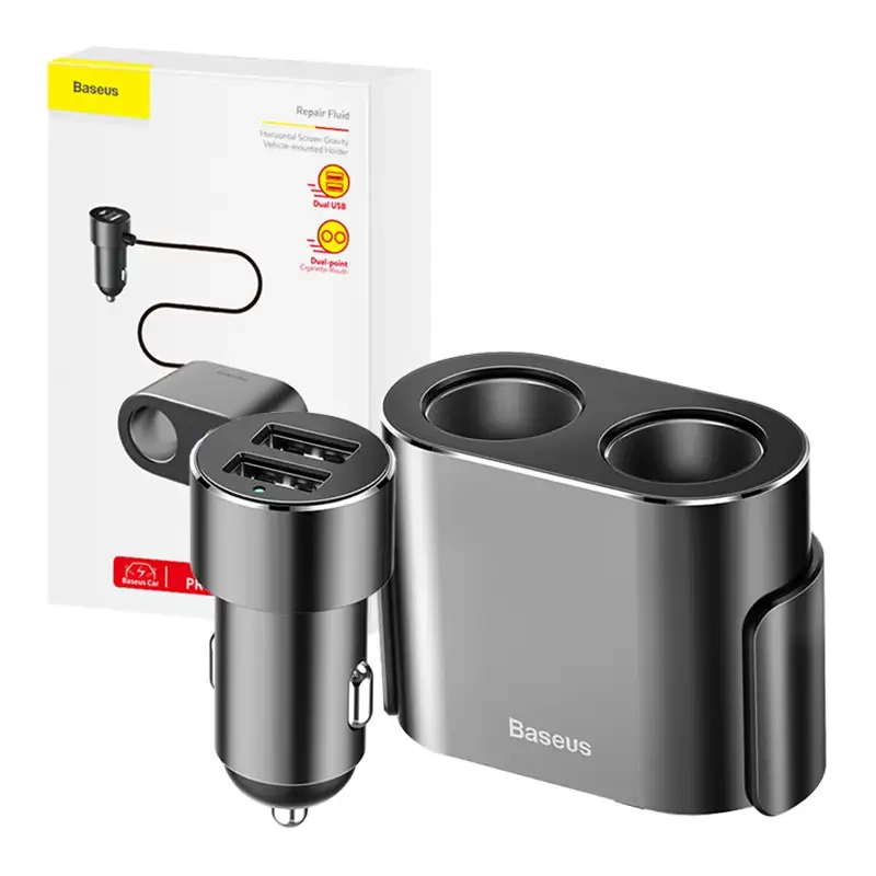 Baseus Lighter socket splitter 2xUSB 3,1A 100W (Black) Baseus Lighter socket splitter 2xUSB 3,1A 100W (Black)