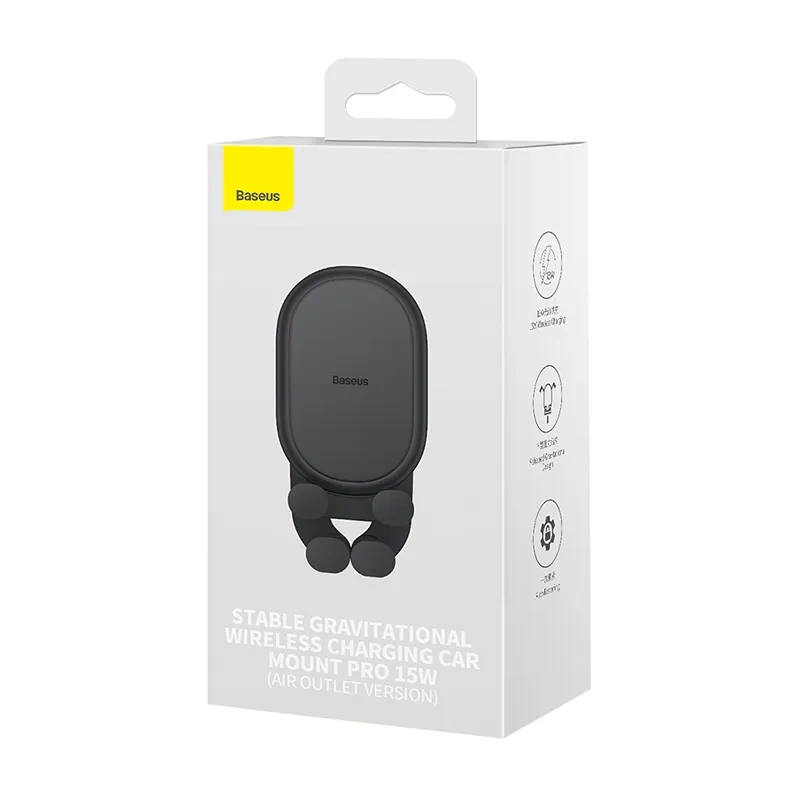 Stable Gravitational Wireless Charging Car Mount Baseus Pro 15W (black) Stable Gravitational Wireless Charging Car Mount Baseus Pro 15W (black)