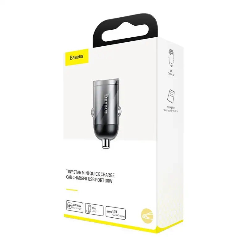 Baseus Tiny Star Mini Quick Charge Car Charger USB Port 30W Grey Baseus Tiny Star Mini Quick Charge Car Charger USB Port 30W Grey