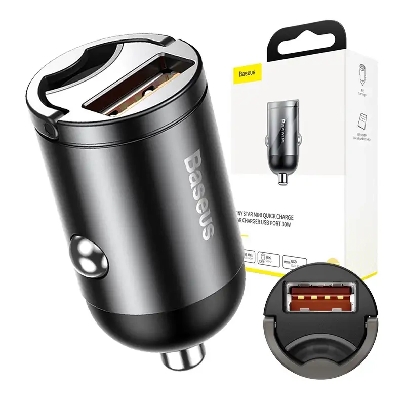 Baseus Tiny Star Mini Quick Charge Car Charger USB Port 30W Grey Baseus Tiny Star Mini Quick Charge Car Charger USB Port 30W Grey
