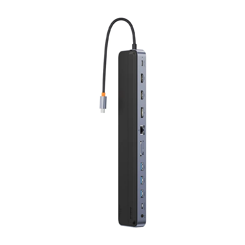 Hub 12w1 Baseus EliteJoy Gen2 series USB-C do 2xHDMI+ 3xUSB 3.0+ PD+ DP+ SD/TF+ RJ45+Type-C+ 3.5mm (dark grey) Hub 12w1 Baseus EliteJoy Gen2 series USB-C do 2xHDMI+ 3xUSB 3.0+ PD+ DP+ SD/TF+ RJ45+Type-C+ 3.5mm (dark grey)