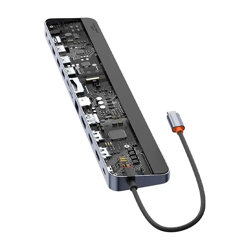 Hub 12w1 Baseus EliteJoy Gen2 series USB-C do 2xHDMI+ 3xUSB 3.0+ PD+ DP+ SD/TF+ RJ45+Type-C+ 3.5mm (dark grey) Hub 12w1 Baseus EliteJoy Gen2 series USB-C do 2xHDMI+ 3xUSB 3.0+ PD+ DP+ SD/TF+ RJ45+Type-C+ 3.5mm (dark grey)