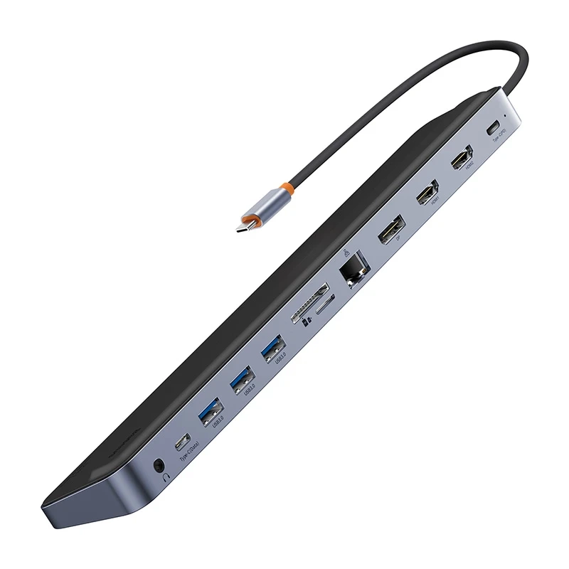 Hub 12w1 Baseus EliteJoy Gen2 series USB-C do 2xHDMI+ 3xUSB 3.0+ PD+ DP+ SD/TF+ RJ45+Type-C+ 3.5mm (dark grey) Hub 12w1 Baseus EliteJoy Gen2 series USB-C do 2xHDMI+ 3xUSB 3.0+ PD+ DP+ SD/TF+ RJ45+Type-C+ 3.5mm (dark grey)