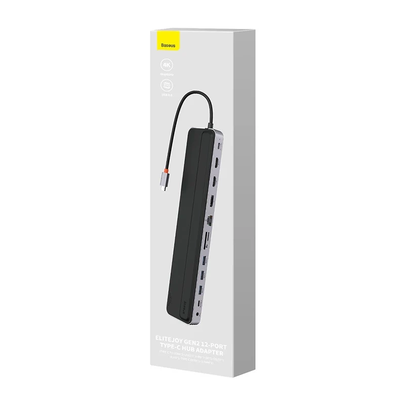 Hub 12w1 Baseus EliteJoy Gen2 series USB-C do 2xHDMI+ 3xUSB 3.0+ PD+ DP+ SD/TF+ RJ45+Type-C+ 3.5mm (dark grey) Hub 12w1 Baseus EliteJoy Gen2 series USB-C do 2xHDMI+ 3xUSB 3.0+ PD+ DP+ SD/TF+ RJ45+Type-C+ 3.5mm (dark grey)