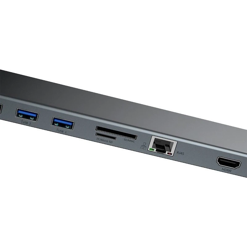 Baseus Enjoyment Series Multi-functional Type-C intelligent HD HUB(PD/HD4K*2/VGA/RJ45/SD/TF/USB*3/Audio*1/Stand)Dark gray Baseus Enjoyment Series Multi-functional Type-C intelligent HD HUB(PD/HD4K*2/VGA/RJ45/SD/TF/USB*3/Audio*1/Stand)Dark gray