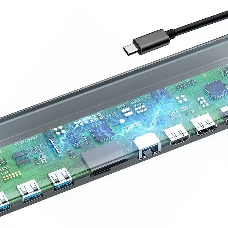 Baseus Enjoyment Series Multi-functional Type-C intelligent HD HUB(PD/HD4K*2/VGA/RJ45/SD/TF/USB*3/Audio*1/Stand)Dark gray Baseus Enjoyment Series Multi-functional Type-C intelligent HD HUB(PD/HD4K*2/VGA/RJ45/SD/TF/USB*3/Audio*1/Stand)Dark gray