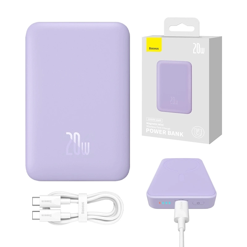Powerbank Baseus Magnetic Mini 10000mAh, USB-C 20W MagSafe (purple) Powerbank Baseus Magnetic Mini 10000mAh, USB-C 20W MagSafe (purple)