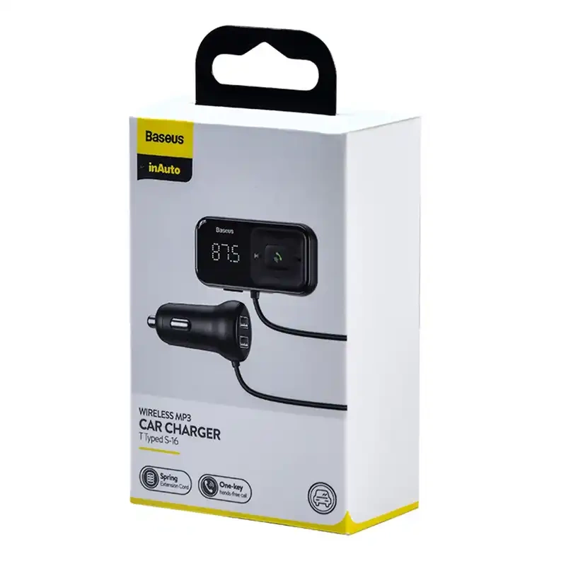 Car Bluetooth MP3 Player + Charger Baseus T Shaped S-16 Black OS Car Bluetooth MP3 Player + Charger Baseus T Shaped S-16 Black OS