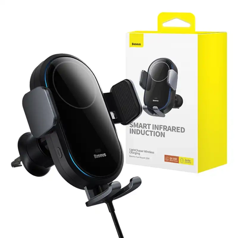 car holder with inductive charger Baseus LightChaser (Black)