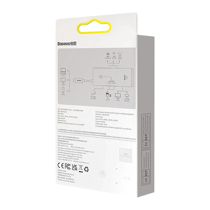 Hub Baseus OS Lite 6-Port (Type-C to HDMI+USB3.0*2+PD+SD/TF) (black Hub Baseus OS Lite 6-Port (Type-C to HDMI+USB3.0*2+PD+SD/TF) (black