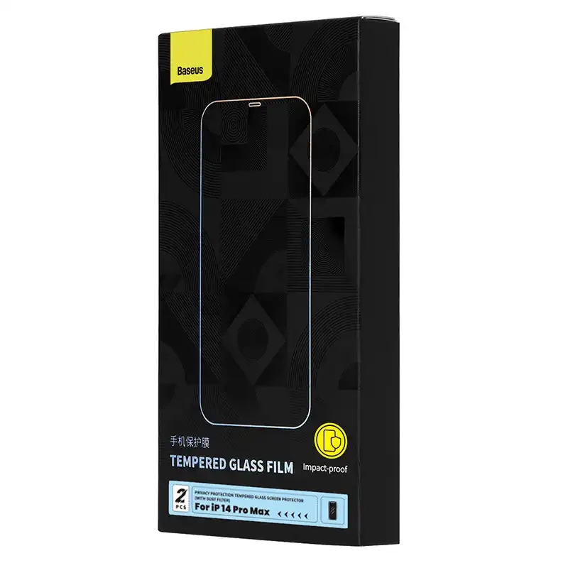 Privacy tempered Glass Baseus Iphone 14 Pro Max (2pcs) with 2 cleaning kits and dust-proof installation tool Privacy tempered Glass Baseus Iphone 14 Pro Max (2pcs) with 2 cleaning kits and dust-proof installation tool