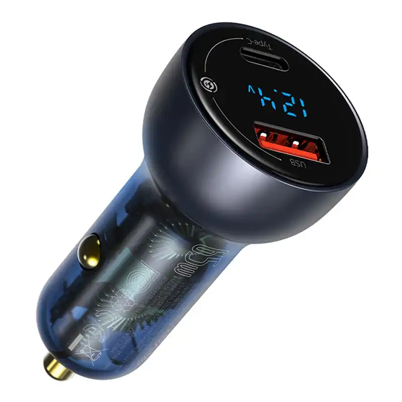 Baseus Particular Digital Display car charger with display, USB + USB-C, QC3.0+PD, 5A, 65W (gray) Baseus Particular Digital Display car charger with display, USB + USB-C, QC3.0+PD, 5A, 65W (gray)