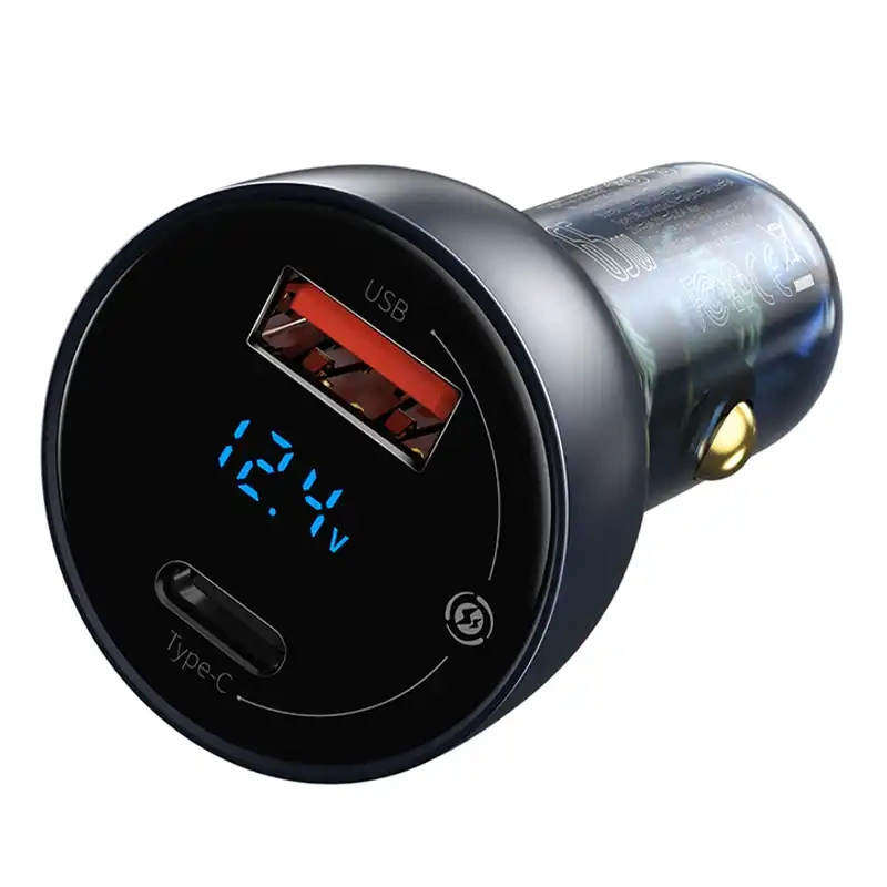 Baseus Particular Digital Display car charger with display, USB + USB-C, QC3.0+PD, 5A, 65W (gray) Baseus Particular Digital Display car charger with display, USB + USB-C, QC3.0+PD, 5A, 65W (gray)