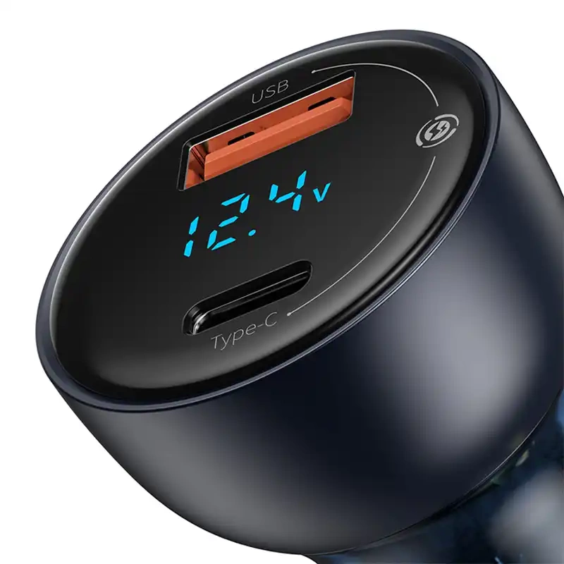 Baseus Particular Digital Display car charger with display, USB + USB-C, QC3.0+PD, 5A, 65W (gray) Baseus Particular Digital Display car charger with display, USB + USB-C, QC3.0+PD, 5A, 65W (gray)
