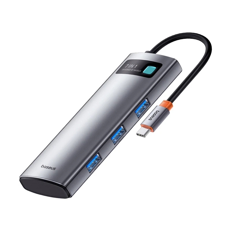 Hub 7in1 Baseus Gleam, USB-C to 1x HDMI4K 60Hz + 3x USB3.0 + 1x PD + 1x SD/TF (grey) Hub 7in1 Baseus Gleam, USB-C to 1x HDMI4K 60Hz + 3x USB3.0 + 1x PD + 1x SD/TF (grey)