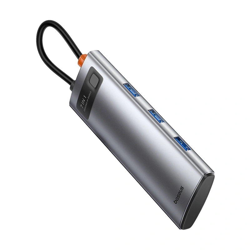 Hub 7in1 Baseus Gleam, USB-C to 1x HDMI4K 60Hz + 3x USB3.0 + 1x PD + 1x SD/TF (grey) Hub 7in1 Baseus Gleam, USB-C to 1x HDMI4K 60Hz + 3x USB3.0 + 1x PD + 1x SD/TF (grey)