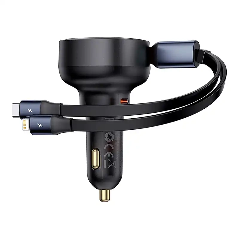 Car Charger Baseus Enjoyment USB-C with USB-C cable and Lightning 60W (black) Car Charger Baseus Enjoyment USB-C with USB-C cable and Lightning 60W (black)
