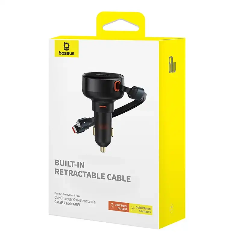 Car Charger Baseus Enjoyment USB-C with USB-C cable and Lightning 60W (black) Car Charger Baseus Enjoyment USB-C with USB-C cable and Lightning 60W (black)