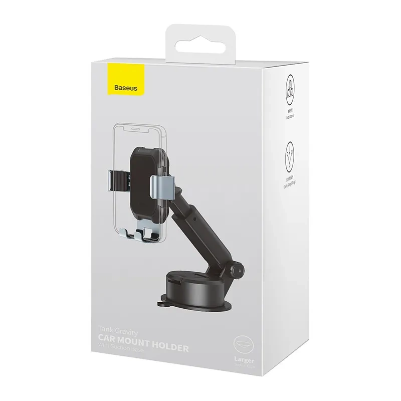 Gravity car mount for Baseus Tank phone with suction cup (black) Gravity car mount for Baseus Tank phone with suction cup (black)