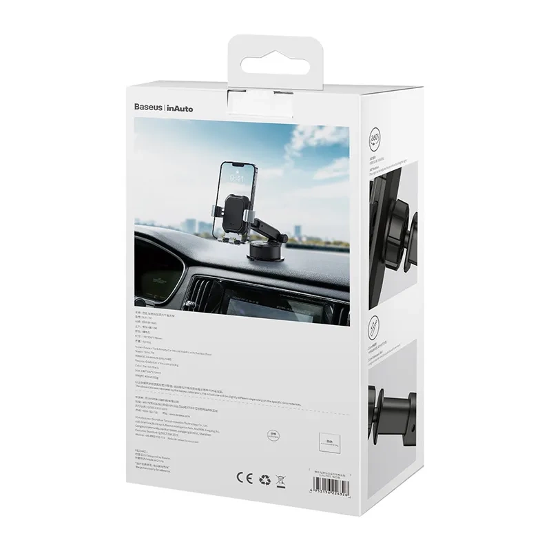 Gravity car mount for Baseus Tank phone with suction cup (black) Gravity car mount for Baseus Tank phone with suction cup (black)