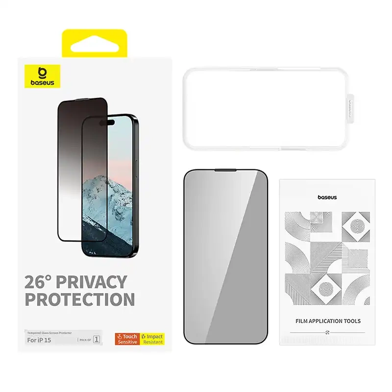 Privacy Protection Tempered Glass Baseus Diamond iPhone 15 Privacy Protection Tempered Glass Baseus Diamond iPhone 15