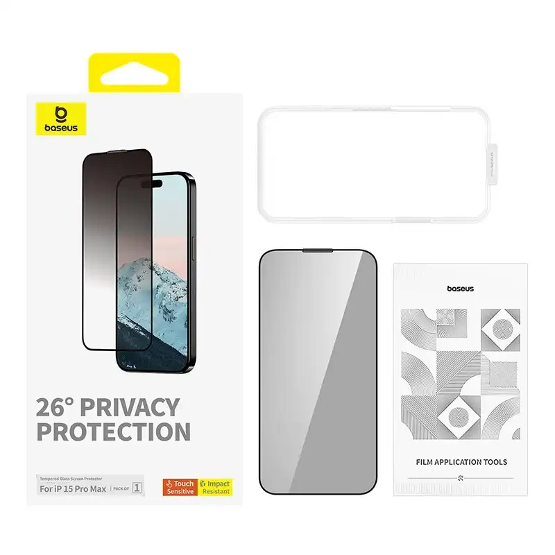 Privacy Protection Tempered Glass Baseus Diamond iPhone 15 Pro Max Privacy Protection Tempered Glass Baseus Diamond iPhone 15 Pro Max