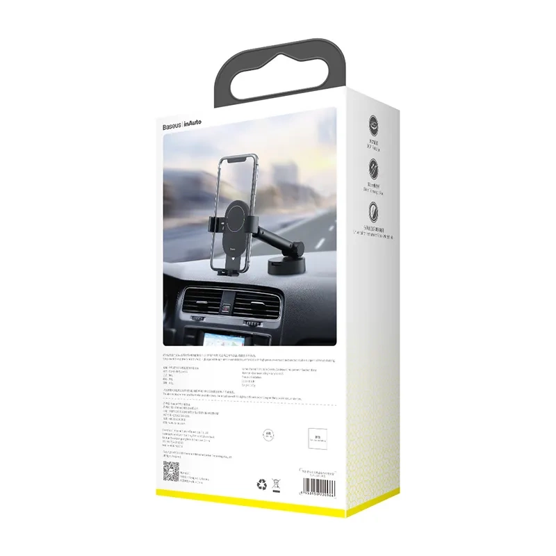 Gravity car mount for Baseus Tank phone with suction cup (black) Gravity car mount for Baseus Tank phone with suction cup (black)