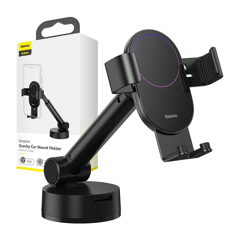 Gravity car mount for Baseus Tank phone with suction cup (black) Gravity car mount for Baseus Tank phone with suction cup (black)