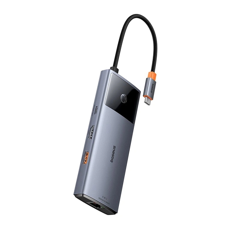 Hub 6in1 Baseus Metal Gleam 2 Series, USB-C to 2xUSB 3.0 +USB-C + HDMI + USB-C PD + Ethernet RJ45 Hub 6in1 Baseus Metal Gleam 2 Series, USB-C to 2xUSB 3.0 +USB-C + HDMI + USB-C PD + Ethernet RJ45
