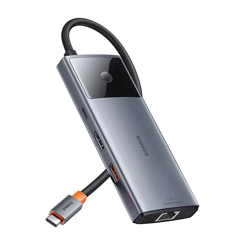 Hub 6in1 Baseus Metal Gleam 2 Series, USB-C to 2xUSB 3.0 +USB-C + HDMI + USB-C PD + Ethernet RJ45 Hub 6in1 Baseus Metal Gleam 2 Series, USB-C to 2xUSB 3.0 +USB-C + HDMI + USB-C PD + Ethernet RJ45