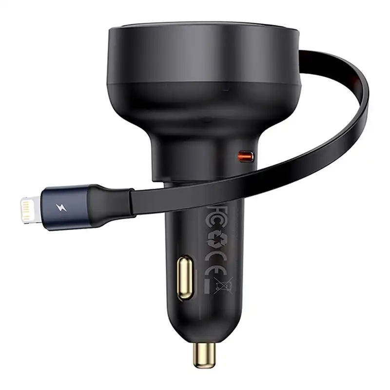 Car Charger Baseus Enjoyment Pro with lightning cable + USB-C , 55W (black) Car Charger Baseus Enjoyment Pro with lightning cable + USB-C , 55W (black)