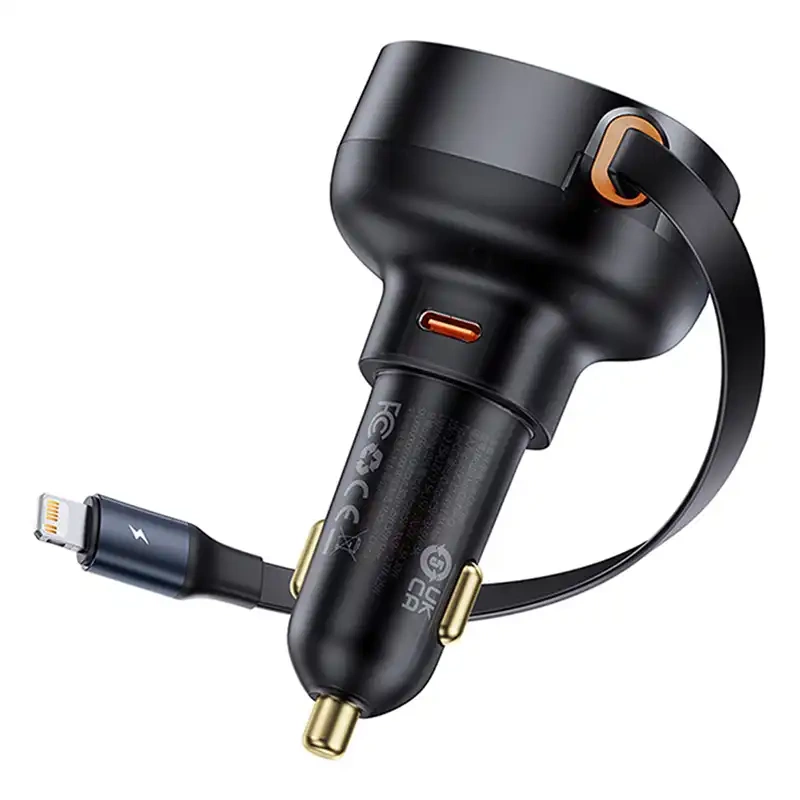 Car Charger Baseus Enjoyment Pro with lightning cable + USB-C , 55W (black) Car Charger Baseus Enjoyment Pro with lightning cable + USB-C , 55W (black)