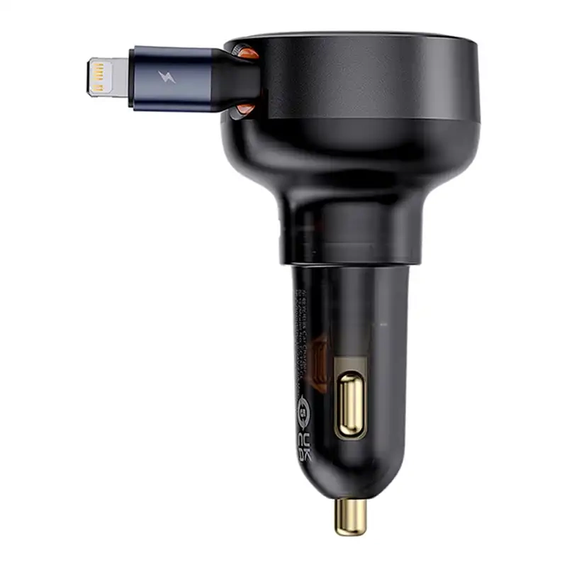 Car Charger Baseus Enjoyment Pro with lightning cable + USB-C , 55W (black) Car Charger Baseus Enjoyment Pro with lightning cable + USB-C , 55W (black)