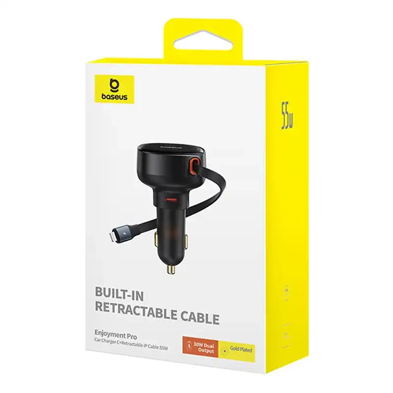 Car Charger Baseus Enjoyment Pro with lightning cable + USB-C , 55W (black) Car Charger Baseus Enjoyment Pro with lightning cable + USB-C , 55W (black)