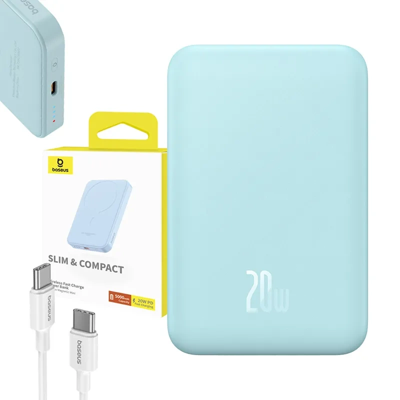 Magnetic Mini Powerbank Baseus 5000mAh, USB-C 20W (blue) Magnetic Mini Powerbank Baseus 5000mAh, USB-C 20W (blue)