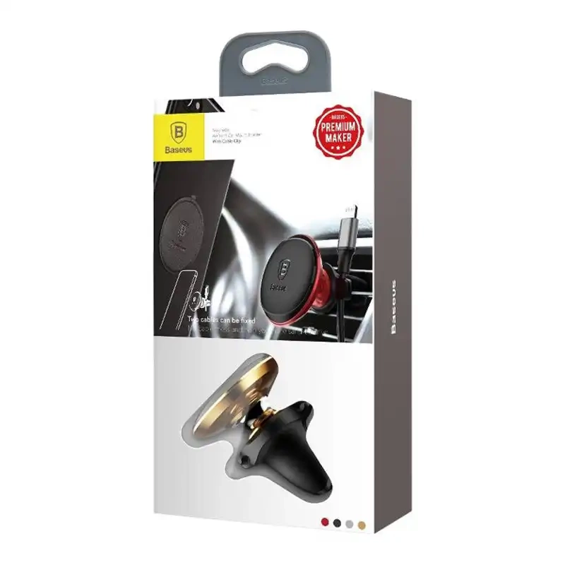 Baseus Magnetic Air Vent Car Mount Holder with cable clip Gold Baseus Magnetic Air Vent Car Mount Holder with cable clip Gold
