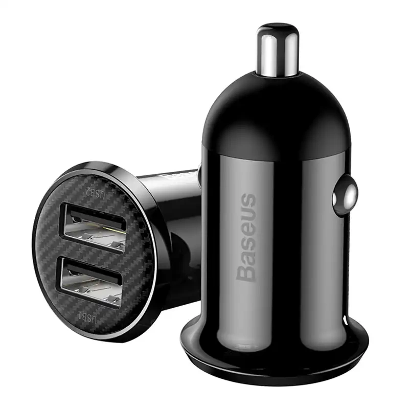 Ładowarka samochodowa Baseus Grain Pro 2x USB 4.8A (czarna) Ładowarka samochodowa Baseus Grain Pro 2x USB 4.8A (czarna)