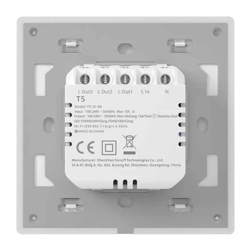 Smart Wi-Fi Touch Wall Switch Sonoff TX T5 4C (4-channel) Smart Wi-Fi Touch Wall Switch Sonoff TX T5 4C (4-channel)