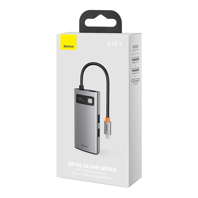 Hub 4in1 Baseus Metal Gleam Series, USB-C to USB 3.0 + USB 2.0 + HDMI + USB-C PD Hub 4in1 Baseus Metal Gleam Series, USB-C to USB 3.0 + USB 2.0 + HDMI + USB-C PD