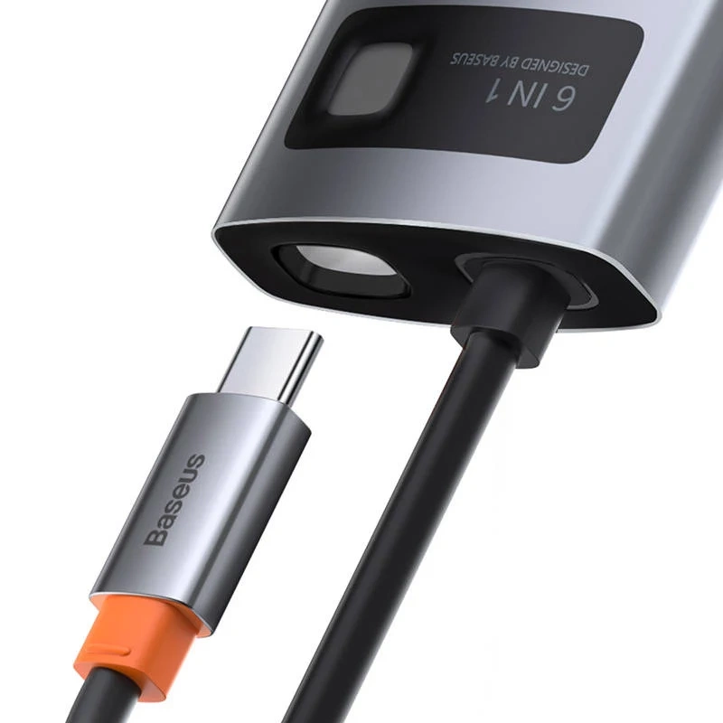 Hub 6in1 Baseus Metal Gleam Series, USB-C to 3x USB 3.0 + HDMI + USB-C PD + Ethernet RJ45 Hub 6in1 Baseus Metal Gleam Series, USB-C to 3x USB 3.0 + HDMI + USB-C PD + Ethernet RJ45