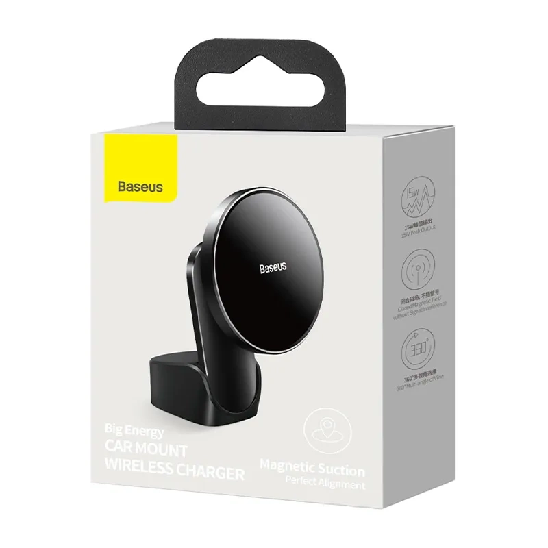 Baseus Big Energy car mount with wireless charger 15W for Iphone 12 / Iphone 13 (Black) Baseus Big Energy car mount with wireless charger 15W for Iphone 12 / Iphone 13 (Black)