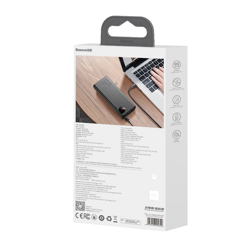 Powerbank Baseus Adaman Metal 20000mAh PD QC 3.0 65W 2xUSB + USB-C + micro USB (Black)
