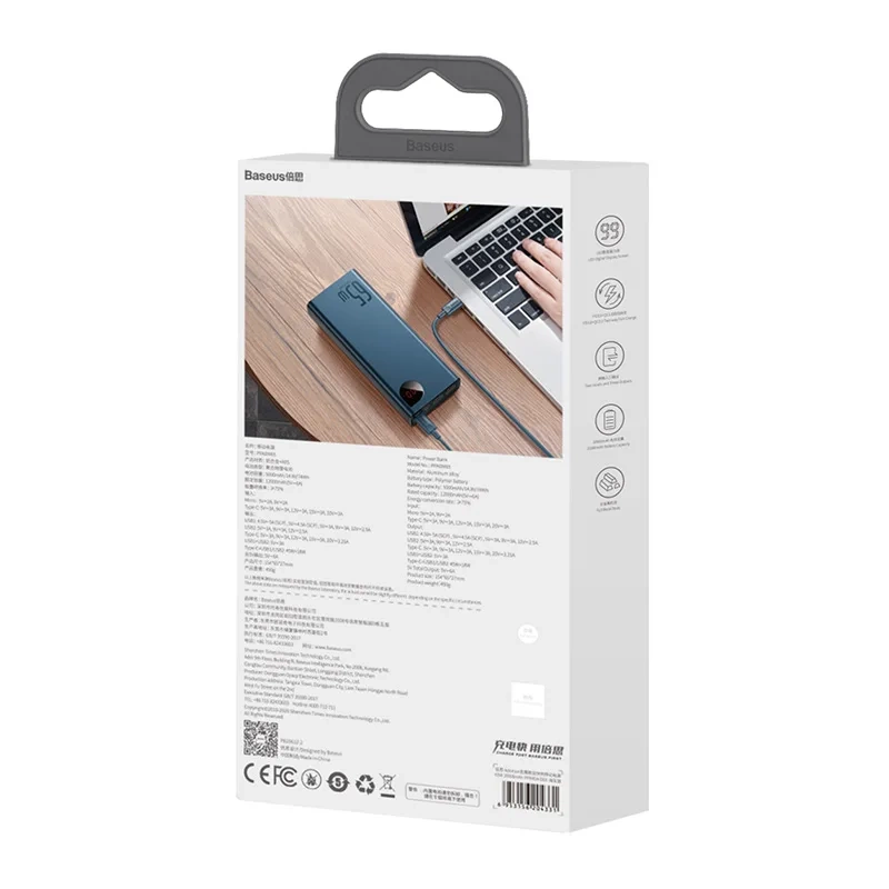 Powerbank Baseus Adaman Metal 20000mAh PD QC 3.0 65W 2xUSB + USB-C + micro USB (Blue) Powerbank Baseus Adaman Metal 20000mAh PD QC 3.0 65W 2xUSB + USB-C + micro USB (Blue)