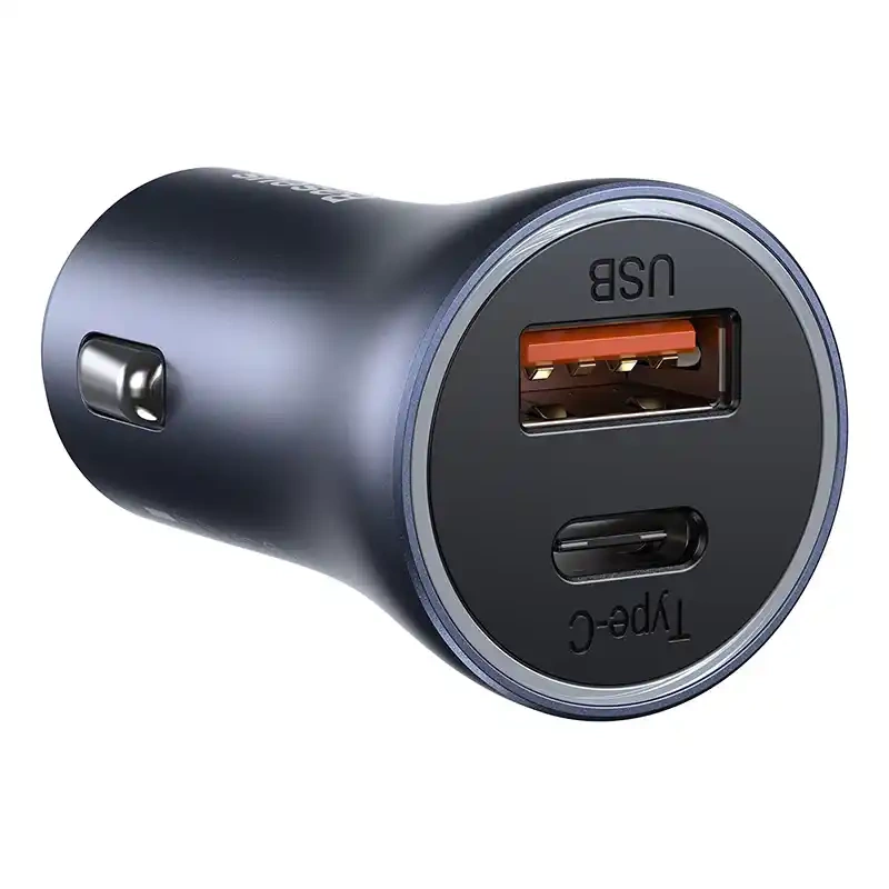 Ładowarka samochodowa Baseus Golden Contactor Pro, USB + USB-C, QC4.0+, PD, SCP, 40W (szara) + kabel USB-C do iP 1m (czarny) Ładowarka samochodowa Baseus Golden Contactor Pro, USB + USB-C, QC4.0+, PD, SCP, 40W (szara) + kabel USB-C do iP 1m (czarny)