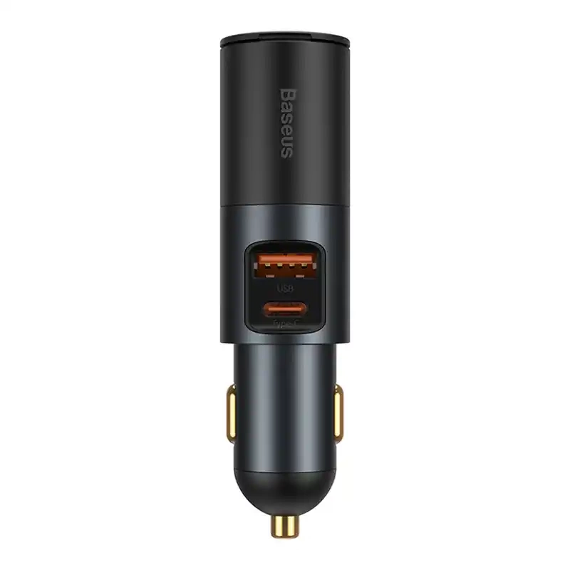 Baseus Share Together Fast Charge Car Charger with Cigarette Lighter Expansion Port, 2x USB, 120W (Gray) Baseus Share Together Fast Charge Car Charger with Cigarette Lighter Expansion Port, 2x USB, 120W (Gray)